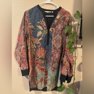 Soft Surroundings Autumn Haze Agra Long Sleeve V-Neck Tunic